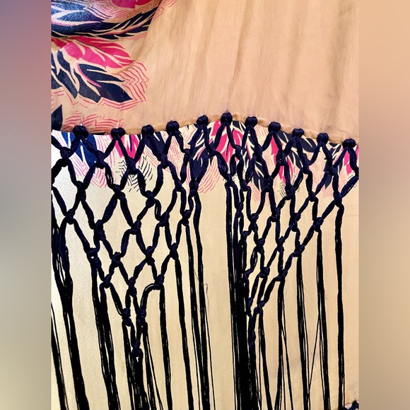 Vintage 1920s Art Deco Floral Silk Fringe Shawl Flapper Piano HUGE Coat Jacket - Picture 7 of 15